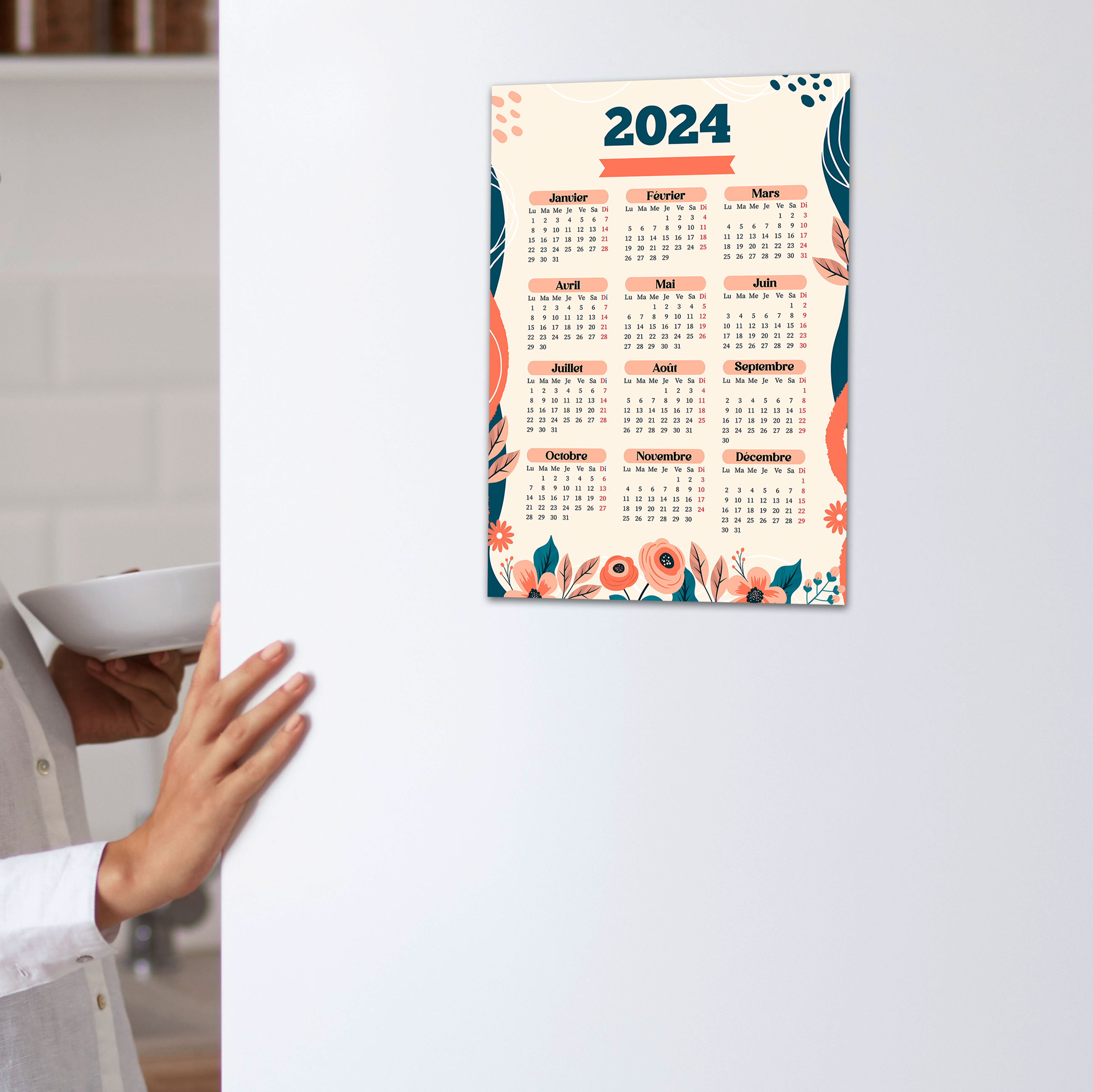 Calendrier 2023 pour réfrigérateur aimants magnétiques, agenda